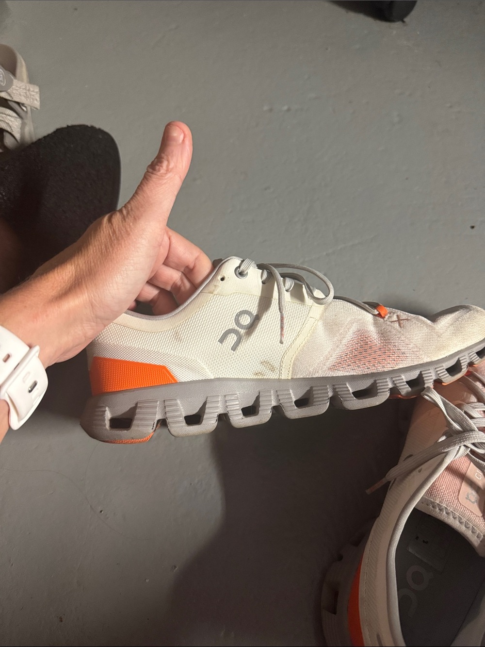On Running Cloud Women's Running Shoes - White with Coral Accents - Picture 2 of 6